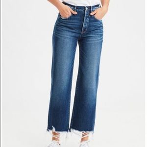 American Eagle Distressed Wide Leg Crop Jeans